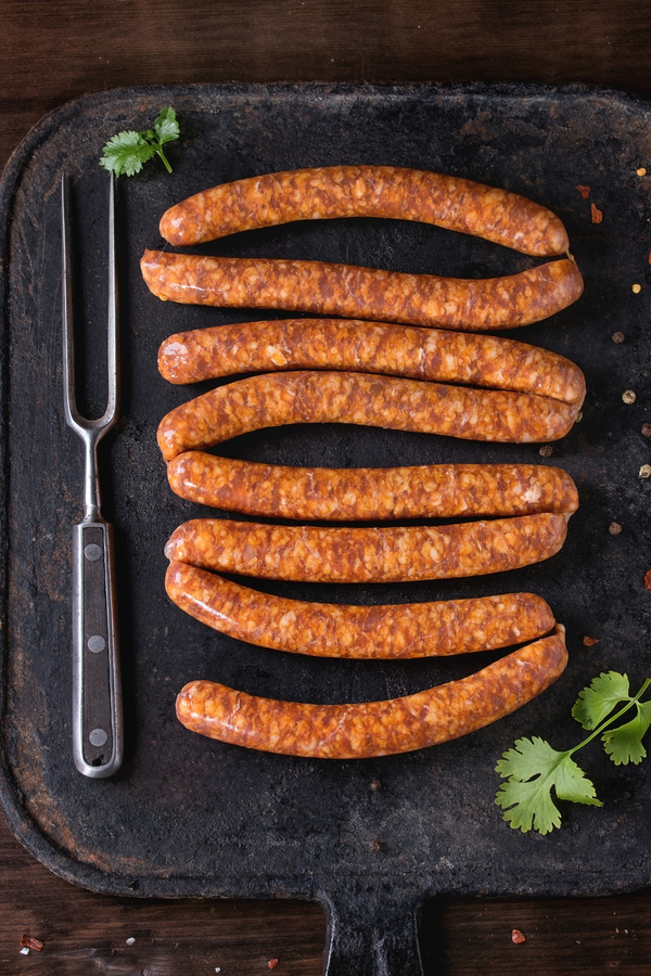 Sausage on the baking tray Stock Photo 01