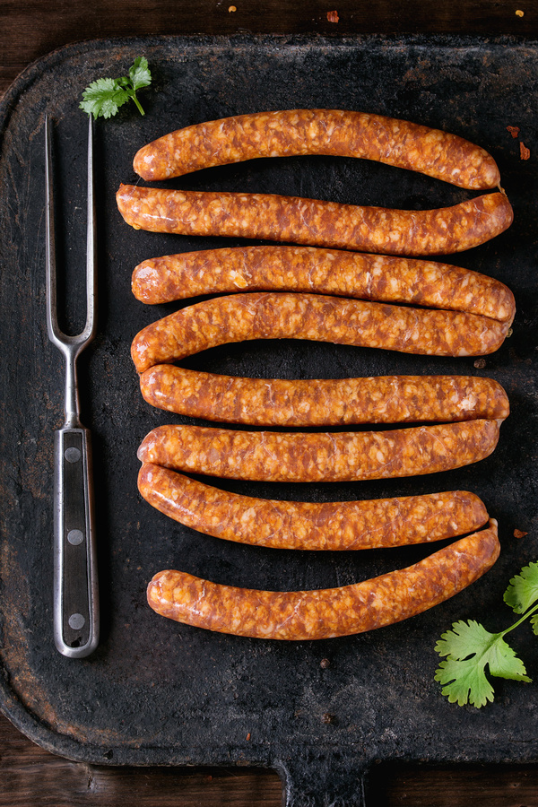 Sausage on the baking tray Stock Photo 02