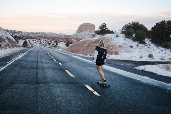 Shannon Kelley-Skateboarding girl road