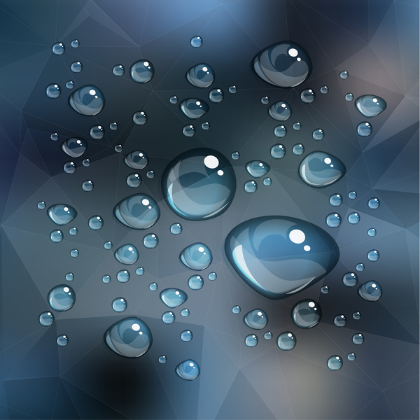 Shining water drop with polygon background vector 01