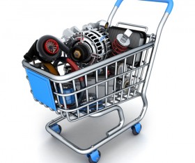 Shopping cart in the car parts Stock Photo