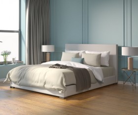 Simple bedroom bed Stock Photo