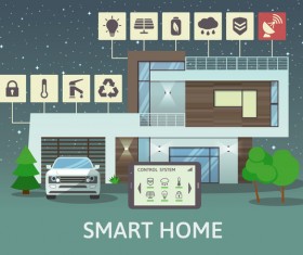 Smart home flat template vector 03