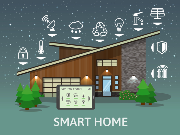 Smart home flat template vector 04