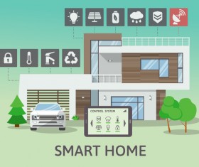 Smart home flat template vector 07