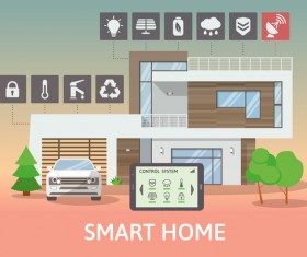 Smart home flat template vector 08
