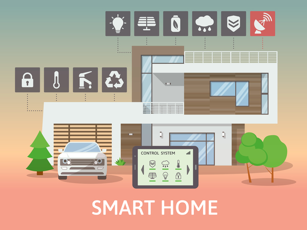 Smart home flat template vector 08