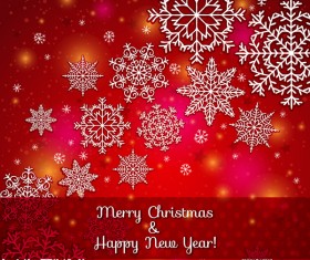 Snowflake with christmas and new year red background vector