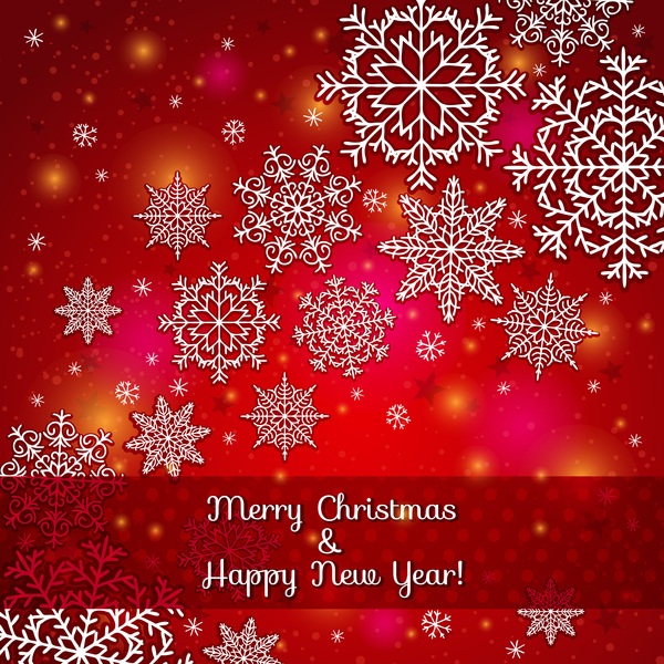 Snowflake with christmas and new year red background vector