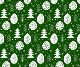 Snowflake with christmas tree vector seamless pattern 01