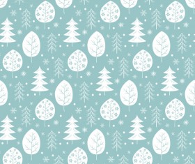 Snowflake with christmas tree vector seamless pattern 02