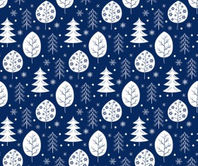 Snowflake with christmas tree vector seamless pattern 03