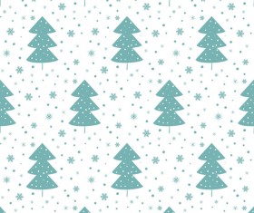 Snowflake with christmas tree vector seamless pattern 04