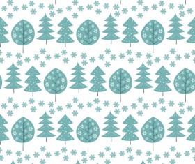 Snowflake with christmas tree vector seamless pattern 05