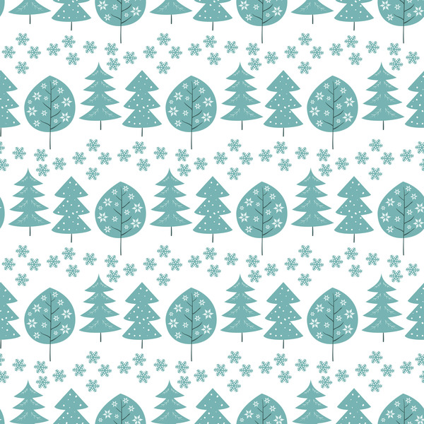 Snowflake with christmas tree vector seamless pattern 05
