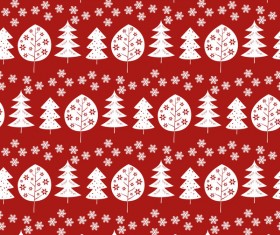 Snowflake with christmas tree vector seamless pattern 06