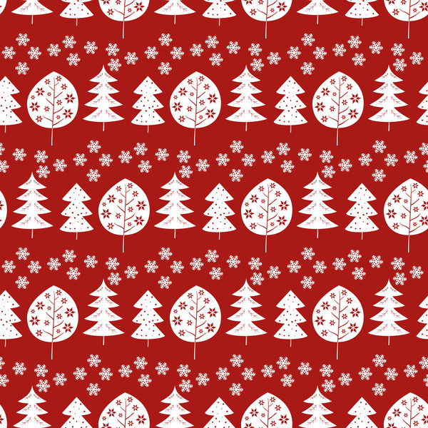Snowflake with christmas tree vector seamless pattern 06