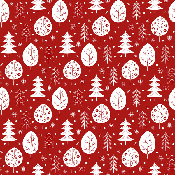 Snowflake with christmas tree vector seamless pattern 07