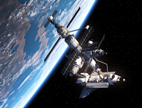 Space station and spacecraft docking HD picture