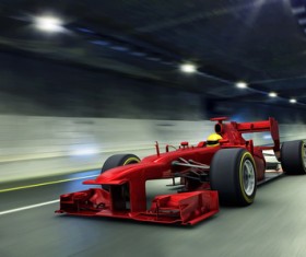 Speeding the tunnel in the F1 car Stock Photo