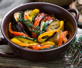 Steamed vegetables grilled eggplant Stock Photo 02
