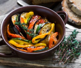 Steamed vegetables grilled eggplant Stock Photo 04