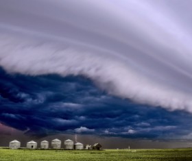 Strange sky and farm Stock Photo