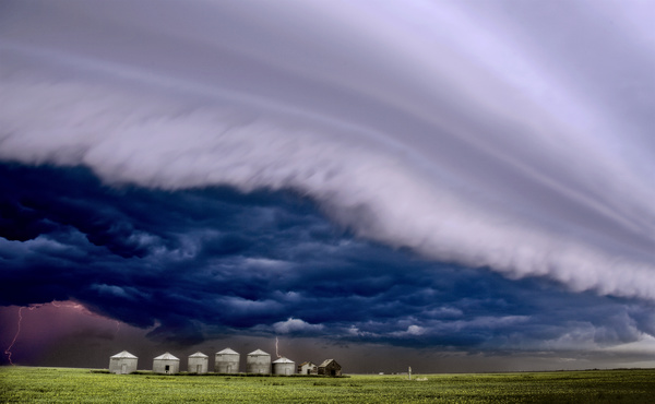 Strange sky and farm Stock Photo