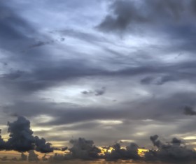Sunset The black clouds Stock Photo