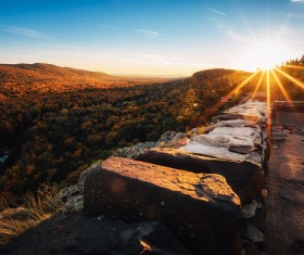 Sunset over the lake of clouds HD picture