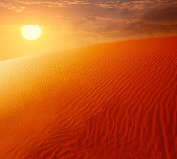 Sunset under the sand dunes HD picture