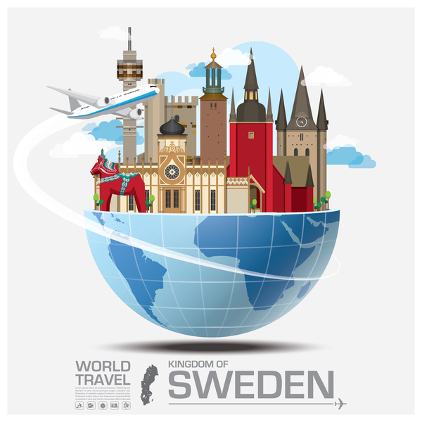Sweden travel vector template