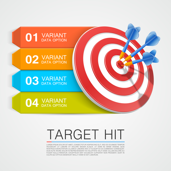 Target hit Infographics vector template 02