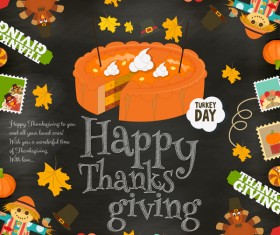 Thanksgiving card with pie vector 01