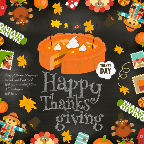 Thanksgiving card with pie vector 01