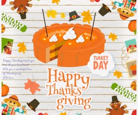 Thanksgiving card with pie vector 02