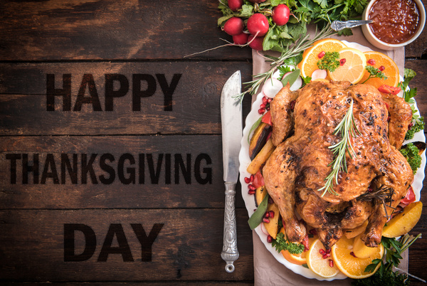 Thanksgiving roast turkey and desktop to celebrate the language