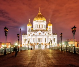 The bright lights shone the synagogue Stock Photo