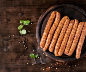 The sausages on the disc Stock Photo 02