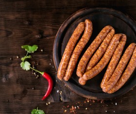 The sausages on the disc Stock Photo 03