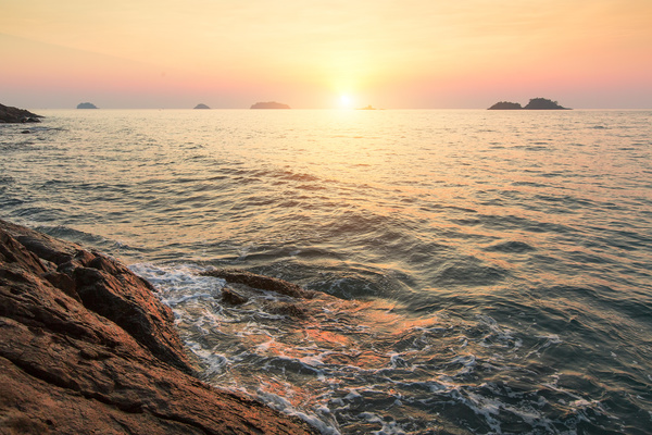 The sea and the beautiful sunset Stock Photo free download
