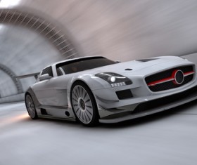 The speeding car in the tunnel Stock Photo