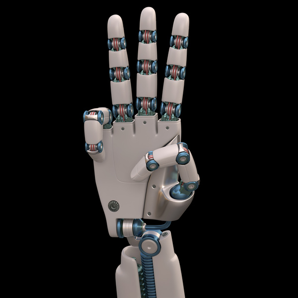 Three fingers of the robot hand Stock Photo