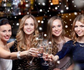 Toast to celebrate the New Year ladies Stock Photo 01