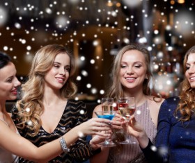 Toast to celebrate the New Year ladies Stock Photo 02