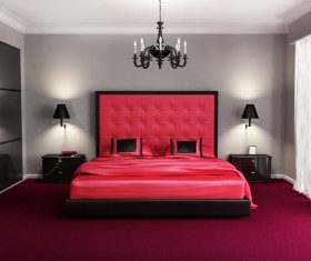 Tone red and black chic bedroom HD picture
