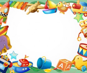 Toys with paper background vectors 01
