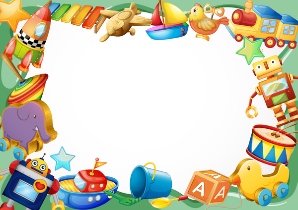 Toys with paper background vectors 01