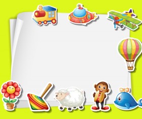 Toys with paper background vectors 03