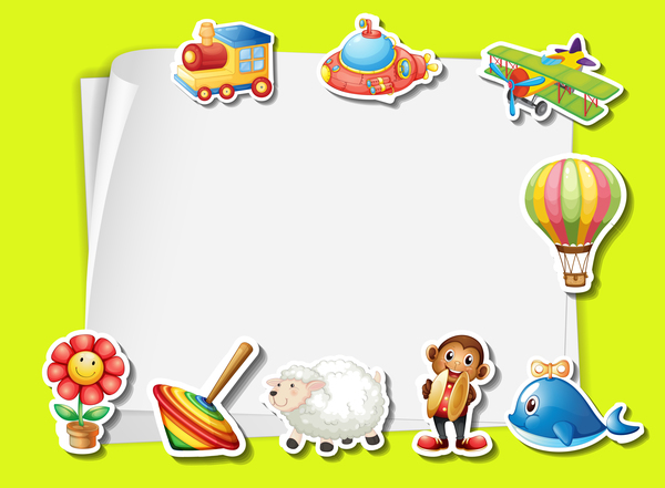 Toys with paper background vectors 03